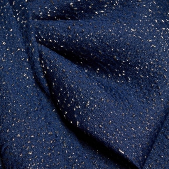 Teri Jon By Rickie Freeman Asymmetric Bow Metallic Sparkle Jacquard Maxi Gown - Picture 9 of 12